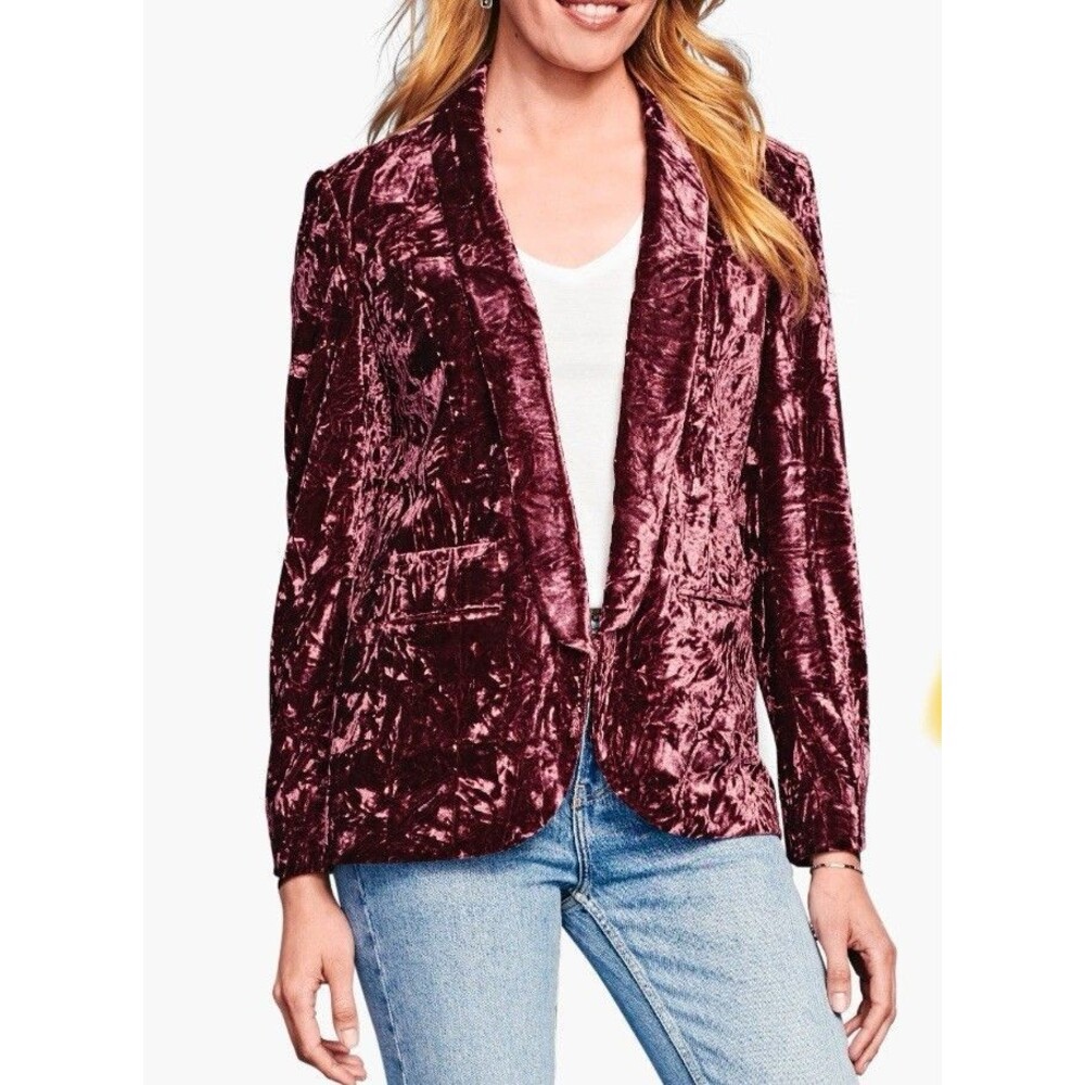 Johnston & Murphy Crushed Velvet Whimsigoth Tuxedo Blazer Jacket Open Front XS